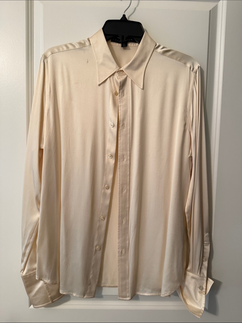 Ralph Lauren Cream Satin Long-Sleeve Blouse